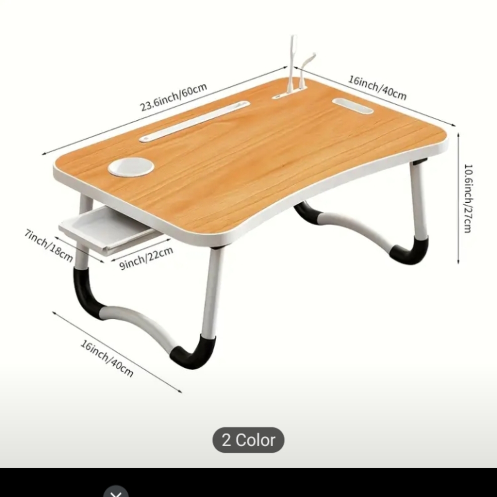 Portable Wooden Laptop Desk with White Accents